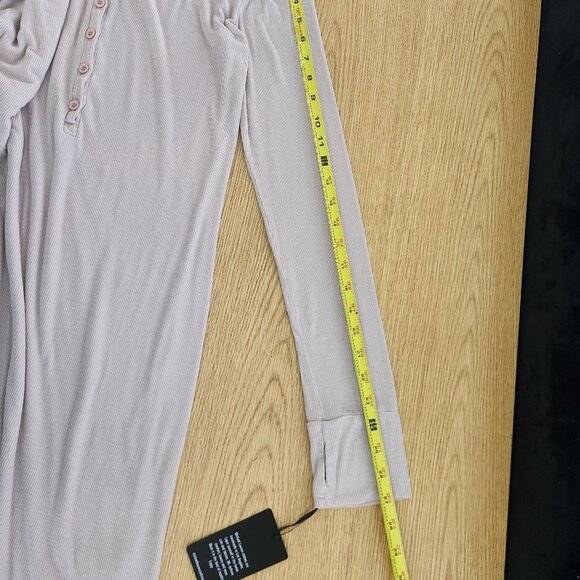 NWT REVOLVE Michael Lauren Tan Cream Long Sleeve Henley Dress Size Large - Picture 7 of 15